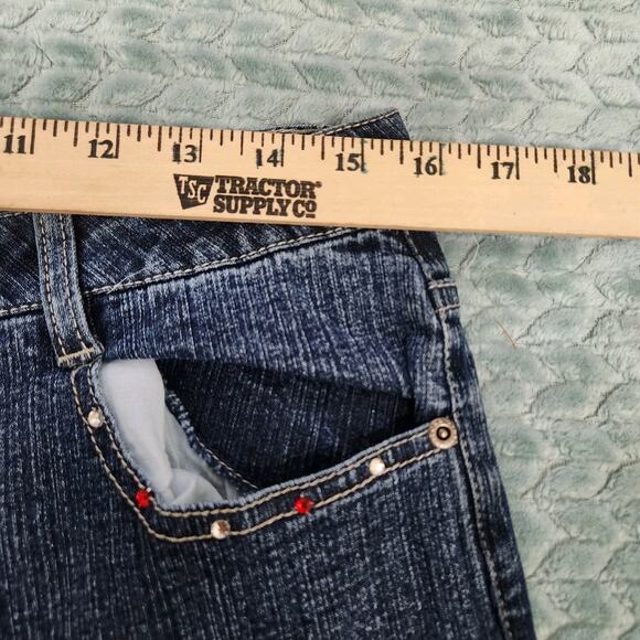 Arizona Jeans Distressed Y2K Flare Floral Embroidery READ SIZE 10/12 Girls 18.5 - Picture 8 of 12